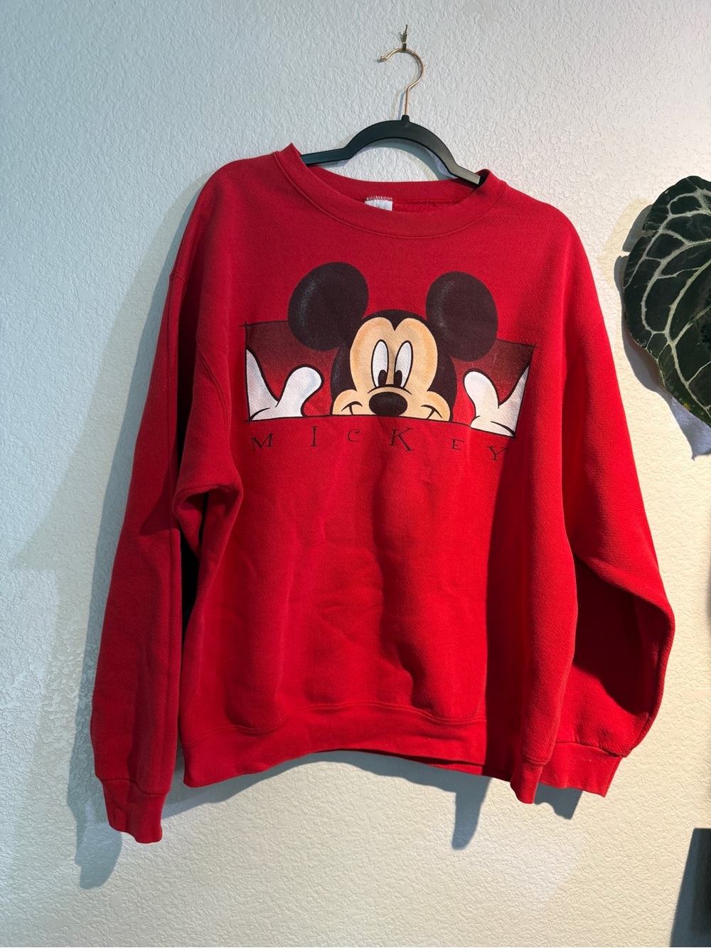 Vintage Red Peekaboo Mickey Mouse Graphic Crewneck Sweatshirt